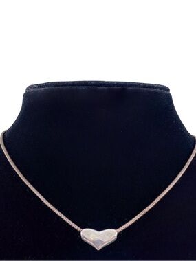 .999 Sterling Silver Heart Necklace on Snake Chain USA Vintage